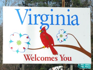 Virginia Welcomes You Sign, Northbound Interstate 95, North Carolina/Virginia Border