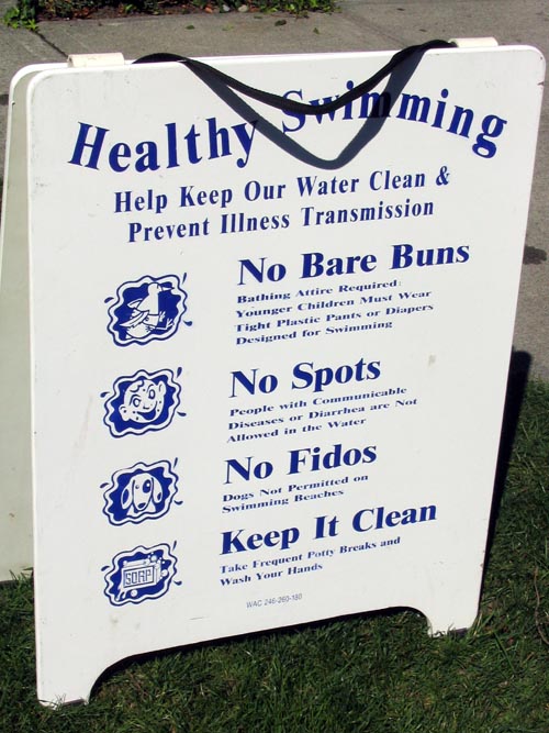 Healthy Swimming Sign, Madison Park Beach, Seattle, Washington