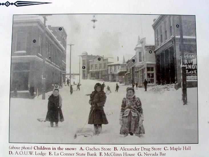Historical Photo, Commercial Street Looking East from First Street, Interpretive Plaque, La Conner, Washington