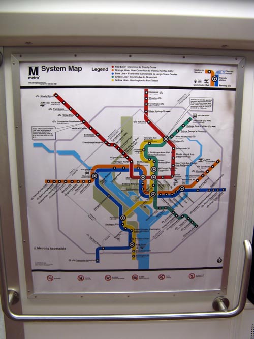 System Map, Train Car, DC Metrorail, Washington, D.C.