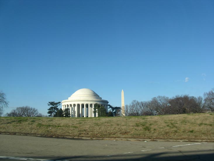 Jefferson Memorial and Washington Monument From Southeast Freeway/Interstate 395, Washington, D.C., December 28, 2009