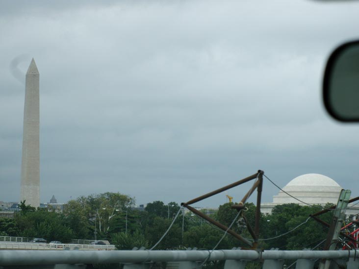 Jefferson Memorial and Washington Monument From Interstate 395 Crossing Potomac River, Washington, D.C., August 15, 2010