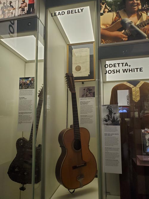 Lead Belly's Guitar, Musical Crossroads Exhibition, National Museum of African American History & Culture, 1400 Constitution Ave NW, Washington, D.C., February 20, 2022