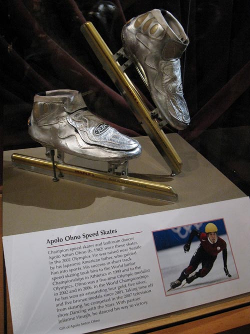 Apolo Ohno Speed Skates, National Treasures of Popular Culture Exhibit, Third Floor West, Smithsonian National Museum of American History, National Mall, Washington, D.C.