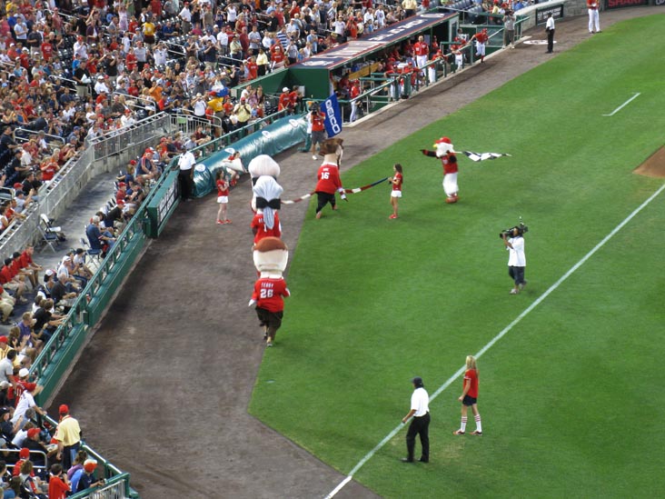 Presidents Race Presented By GEICO, Middle of Fourth Inning, View From Section 238, Arizona Diamondbacks vs. Washington Nationals, Nationals Park, Washington, D.C., August 14, 2010