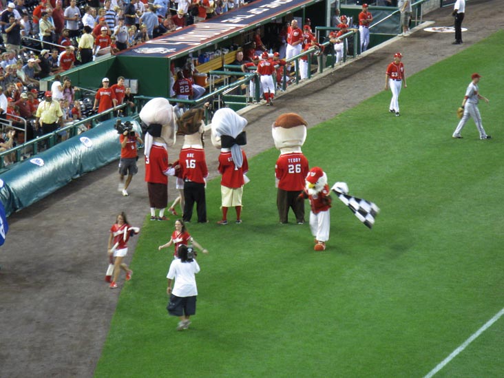 Presidents Race Presented By GEICO, Middle of Fourth Inning, View From Section 238, Arizona Diamondbacks vs. Washington Nationals, Nationals Park, Washington, D.C., August 14, 2010