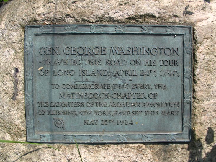 General George Washington Marker, 233rd Street and West Alley Road, SE Corner, Alley Pond Park, Queens