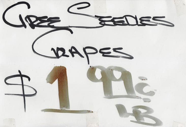 Green Seedless Grapes Sign, Astoria Farmers Market, 33-15 Ditmars Boulevard, Astoria, Queens