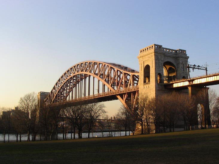 Hell Gate Bridge (1916) From Astoria Park Lawn, Astoria, Queens, March 23, 2004
