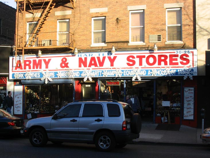 Bar-Ted Army & Navy Stores, 30-25 to 30-23 Steinway Street, Astoria, Queens, March 13, 2004