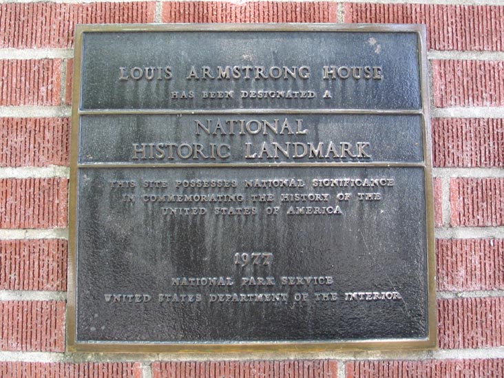 National Historic Landmark Plaque, Louis Armstrong House, 34-56 107th Street, Corona, Queens