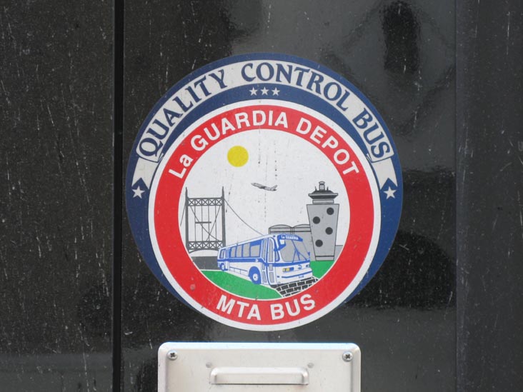 MTA Bus LaGuardia Depot Insignia, Q103 Bus, Vernon Boulevard, Hunters Point, Long Island City, Queens, December 21, 2009