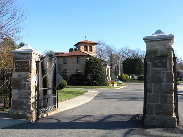 Main Gate, 46th Avenue and Pigeon Meadow Road, SE Corner, Flushing Cemetery, Flushing, Queens