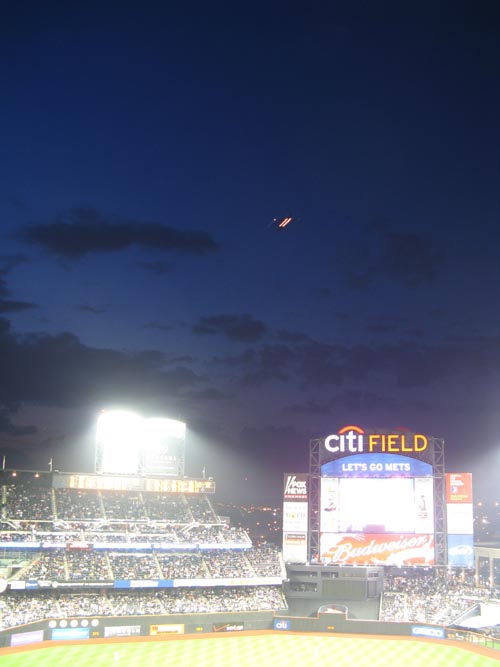 Plane Taking Off Over Citi Field, New York Mets vs. Philadelphia Phillies, Citi Field, Flushing Meadows Corona Park, Queens, May 7, 2009