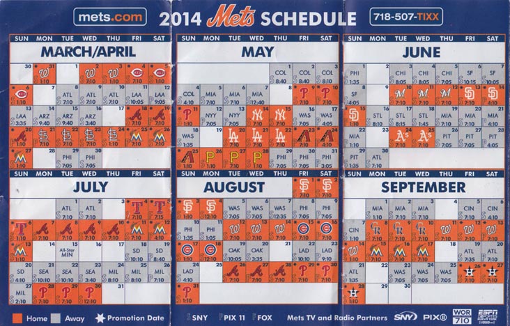 2014 Mets Schedule