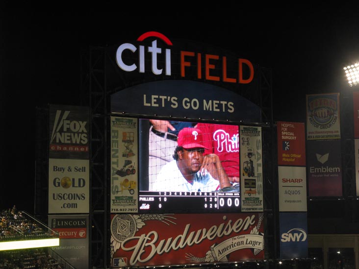 Pedro Martinez On Jumbotron, View From Section 426, New York Mets vs. Philadelphia Phillies, Citi Field, Flushing Meadows Corona Park, Queens, August 21, 2009