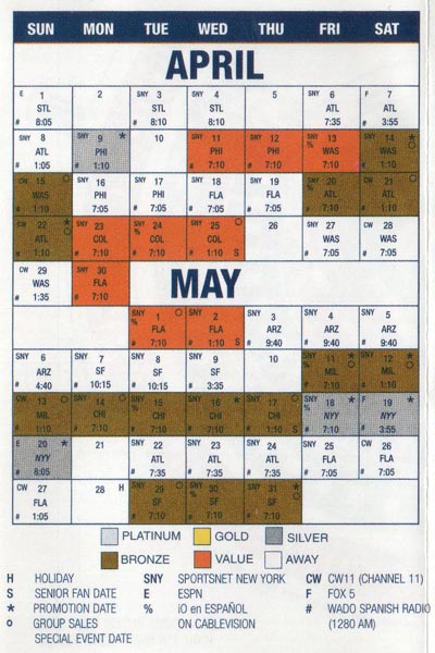 New York Mets 2007 Schedule