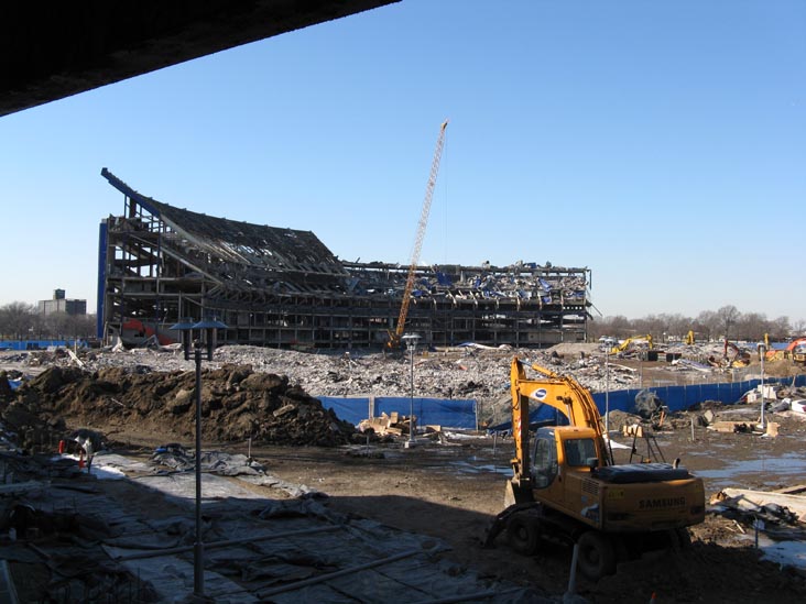 Shea Stadium Demolition From Willets Point-Shea Stadium 7 Train Station, Flushing Meadows Corona Park, Queens, February 1, 2009