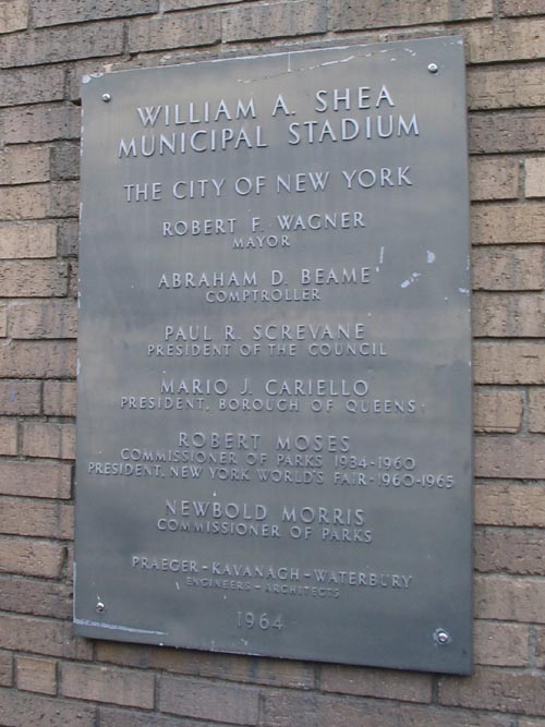 William A. Shea Municipal Stadium Plaque, Shea Stadium, Flushing Meadows Corona Park, Queens