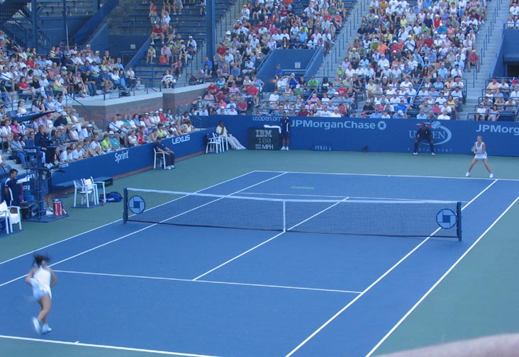 Jelena Jankovic Serving to Mary Pierce, 2005 US Open Third Round, September 3, 2005, Flushing Meadows Corona Park, Queens