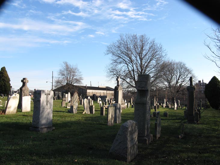 St. Monica Cemetery, 160th Street and Liberty Avenue, SW Corner, York College, Jamaica, Queens