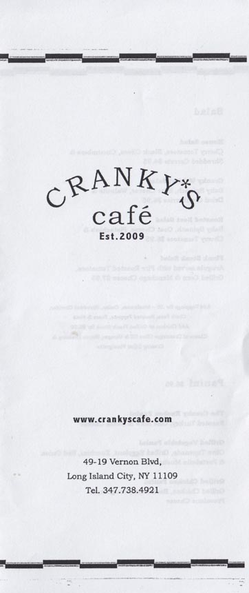 Cranky's Cafe Menu