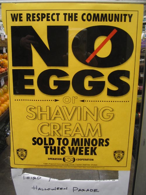 No Eggs Notice, E&I Deli, Vernon Boulevard, Hunters Point, Long Island City, Queens, October 30, 2005