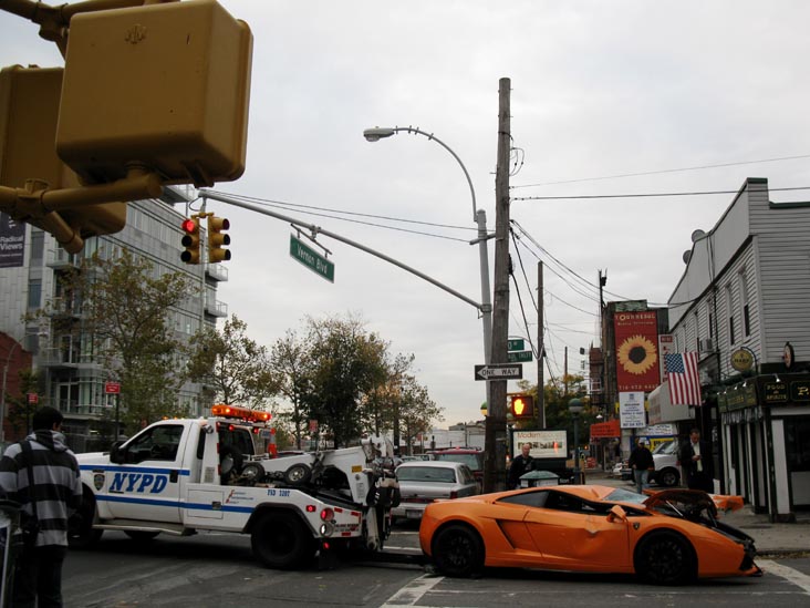 Car Being Towed To NYPD 108th Precinct, 5-47 50th Avenue, Hunters Point, Long Island City, Queens, October 29, 2010