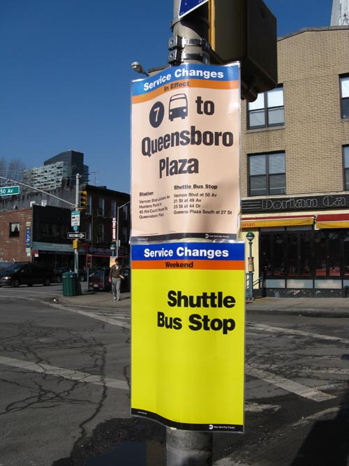 Shuttle Bus Stop, 50th Avenue and Vernon Boulevard, Hunters Point, Long Island City, Queens, February 8, 2009