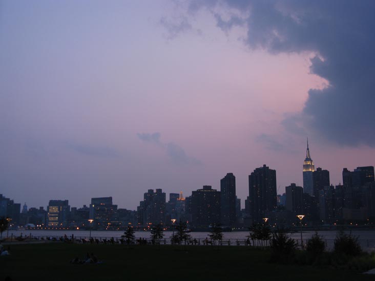 Midtown Manhattan Skyline From North Recreation and Interpretive Area, Gantry Plaza State Park, Hunters Point, Long Island City, Queens, August 4, 2009, 8:14 p.m.