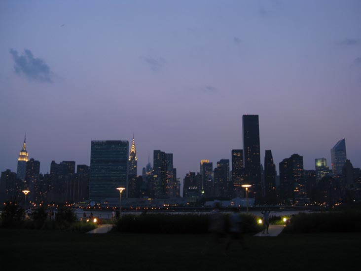 Midtown Manhattan Skyline From North Recreation and Interpretive Area, Gantry Plaza State Park, Hunters Point, Long Island City, Queens, August 4, 2009, 8:22 p.m.
