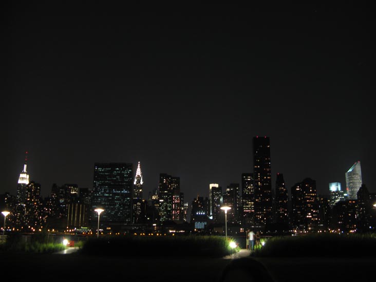 Midtown Manhattan Skyline From North Recreation and Interpretive Area, Gantry Plaza State Park, Hunters Point, Long Island City, Queens, August 4, 2009, 9:13 p.m.