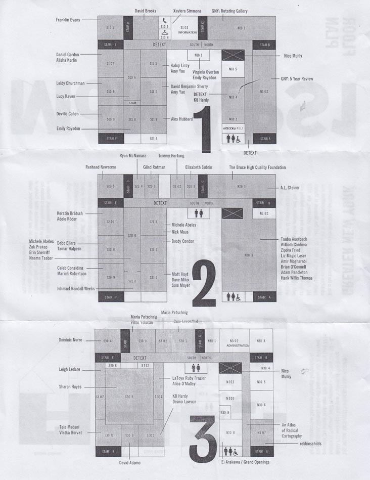 Floor Plan, Greater New York 2010 Show, P.S. 1, 22-25 Jackson Avenue, Long Island City, Queens
