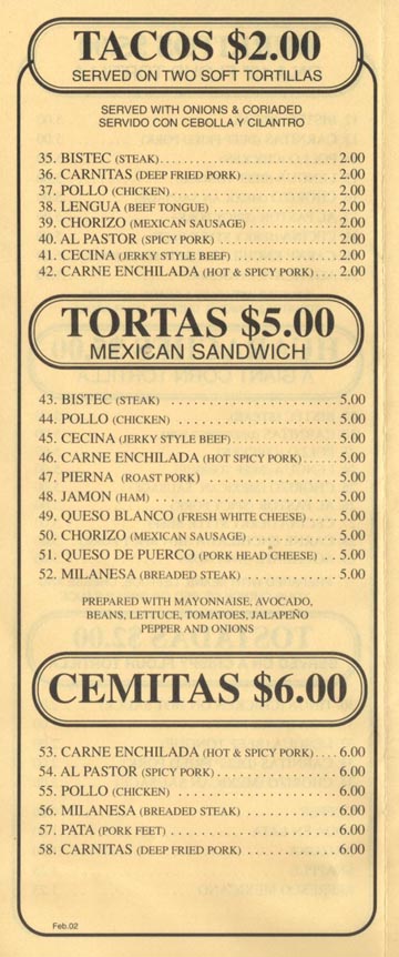 La Espiga II Tacos, Tortas and Cemitas