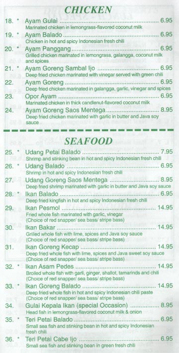 Minangasli Chicken and Seafood Dishes