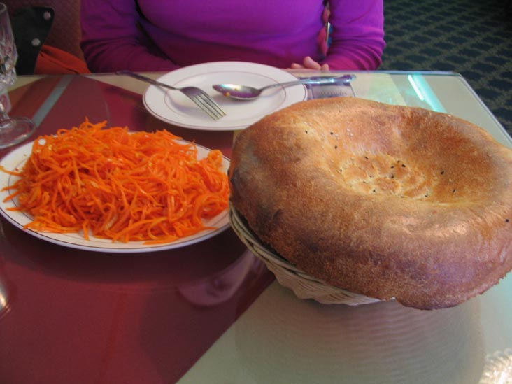 Korean Carrot Salad, National Bread, Salute Kosher Restaurant, 63-42 108th Street, Forest Hills, Queens