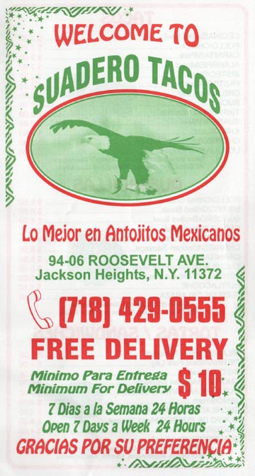 Suadero Tacos Menu, 94-06 Roosevelt Avenue, Jackson Heights