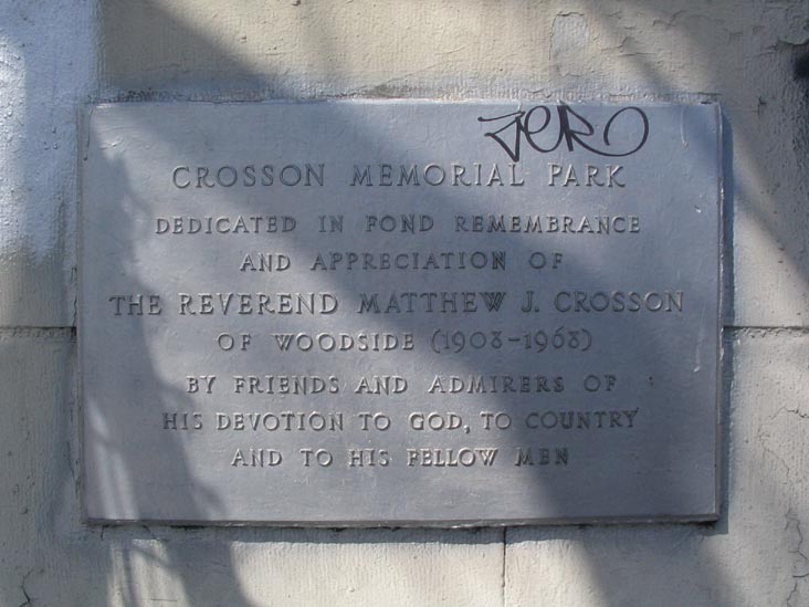 Memorial Plaque, Reverend Matthew J. Crosson Memorial Park, Woodside, Queens