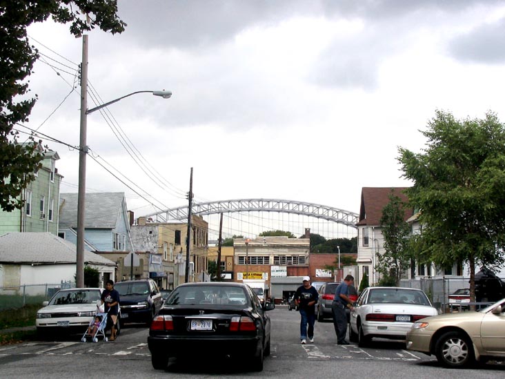 Bayonne Bridge From Bennett Street, Looking West From Park Avenue Near Veterans Park, Port Richmond, Staten Island