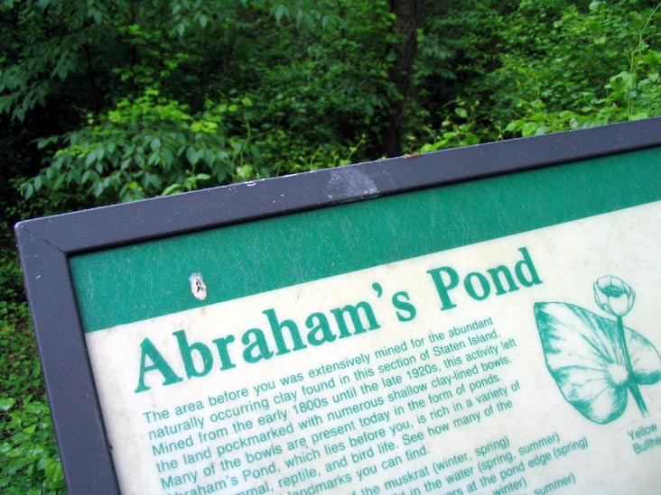 Abraham's Pond Interpretive Sign, Abraham's Pond Foot Trail, Clay Pit Ponds State Park Preserve, Charleston, Staten Island