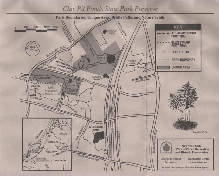 Trail Map, Clay Pit Ponds State Park Preserve, Charleston, Staten Island