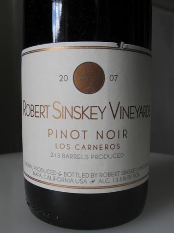 2007 Robert Sinskey Vineyards Los Carneros Pinot Noir