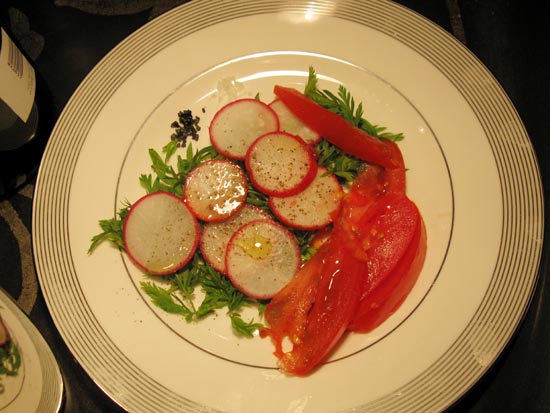 Carrot Top, Radish and Tomato Salad For Zinfandel Tasting: September 8, 2010