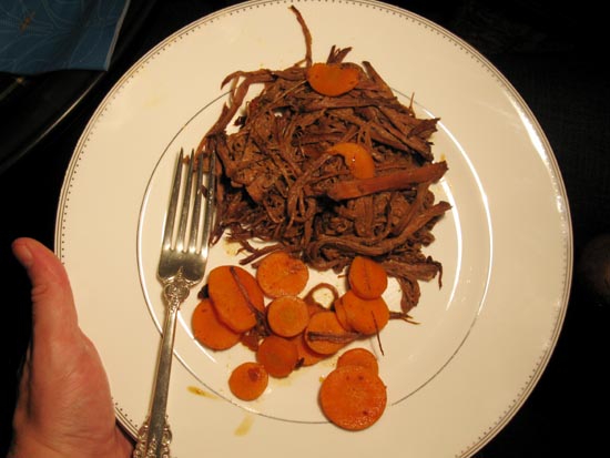Pulled Spicy Beef Brisket and Carrots For Zinfandel Tasting: September 8, 2010
