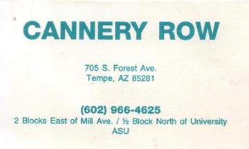 Cannery Row Business Card