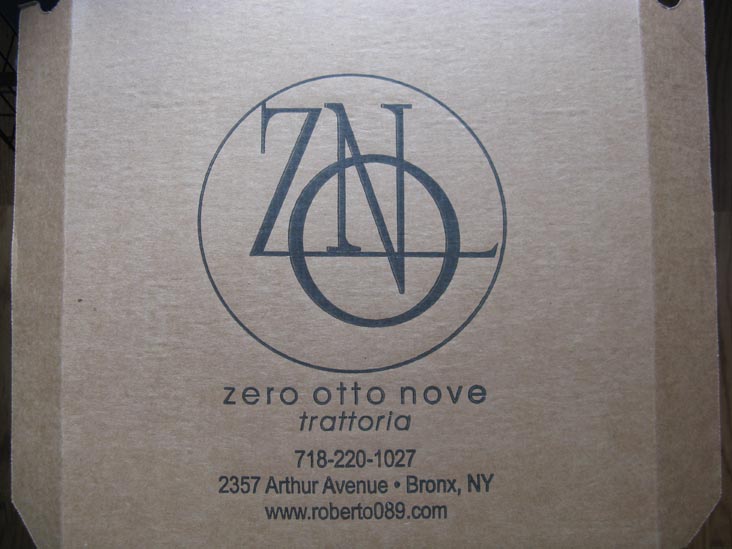 Pizza Box, Trattoria Zero Otto Nove, 2357 Arthur Avenue, Belmont, The Bronx