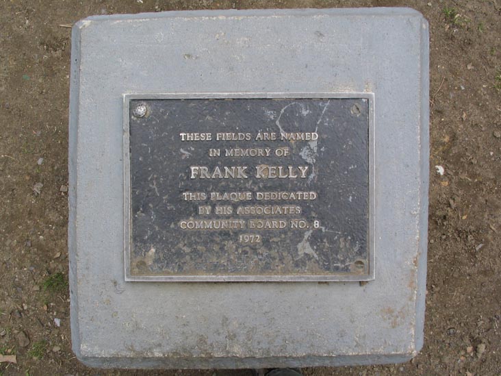 Plaque, Frank Kelly Fields, Van Cortlandt Park, The Bronx