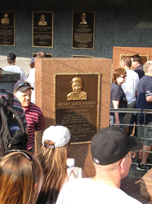 Lou Gehrig Plaque, Monument Park, Yankee Stadium, The Bronx, June 7, 2011
