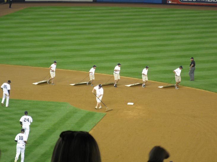 Dragging Infield Between Innings, New York Yankees vs. Boston Red Sox, View From Section 214, Yankee Stadium, The Bronx, June 7, 2011