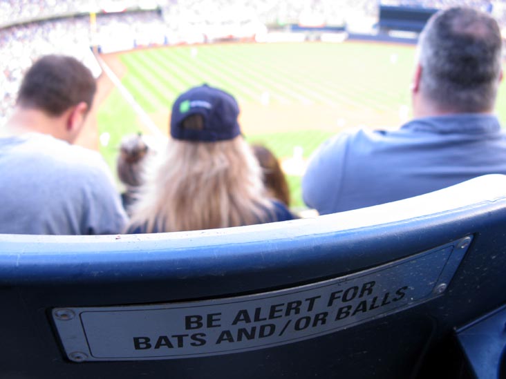 Seat Back, Terrace Suite Section 319, New York Yankees vs. Seattle Mariners, Yankee Stadium, The Bronx, July 1, 2009